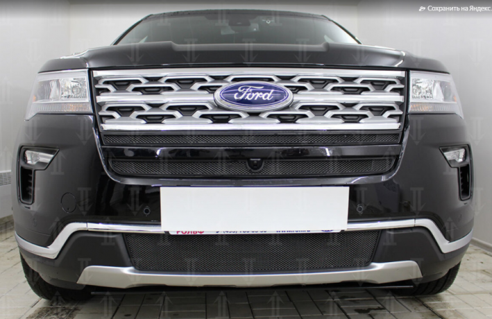 Защита радиатора "Standart" Ford Explorer рестайлинг-2 (2018-2019) верх, чёрная купить недорого с доставкой в Рыбинск
