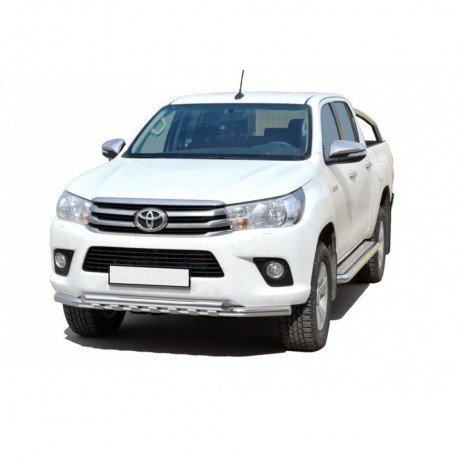 Защита порогов с алюминиевым листом (d63,5) для Toyota Hilux pickup (2017-н.в.)(Окрашенное) купить недорого с доставкой в Рыбинск