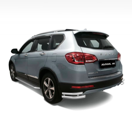 Защита заднего бампера двойная угловая d63/51мм (НПС) HAVAL H6 (2014-н.в.) купить недорого с доставкой в Рыбинск