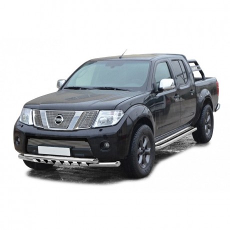 Защита порогов с алюминиевым листом (d63,5) для Nissan Navara (2010-2015)(Окрашенное) купить недорого с доставкой в Рыбинск