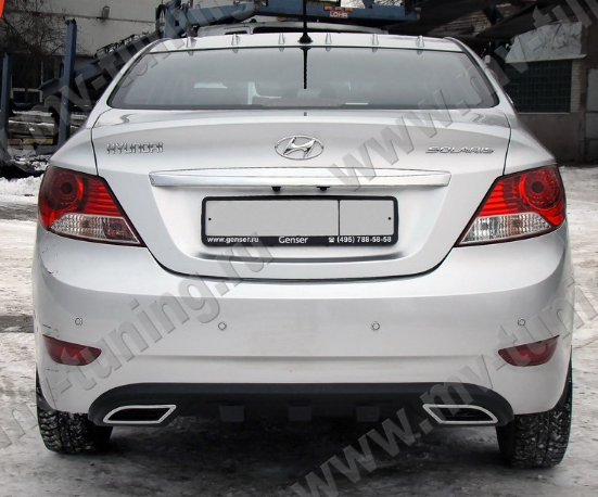 Диффузор заднего бампера var №2 (текстурный пластик) для Hyundai Solaris (2010-2013) купить недорого с доставкой в Рыбинск