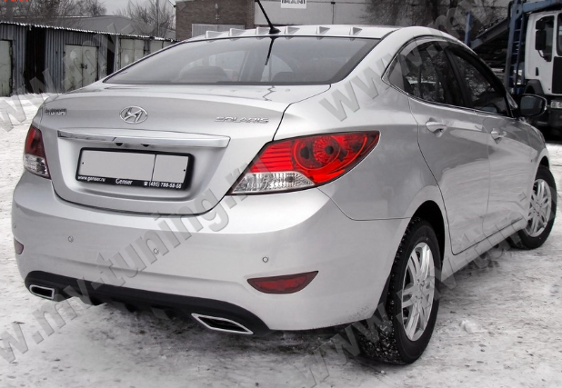 Диффузор заднего бампера var №2 (текстурный пластик) для Hyundai Solaris (2010-2013) купить недорого с доставкой в Рыбинск